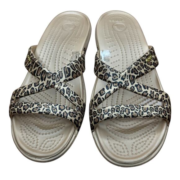 Crocs Women's Patricia II Leopard Print Wedge Slip On Sandal - Size 9 - Picture 4 of 9